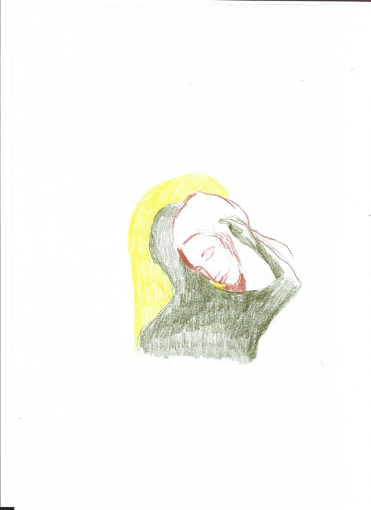 Il faut partir 2025 a4 crayon de couleur, dessin, portraits croquis, loneliness 2021 a5 (1), dessin, masque, camillepaulettejannette.com