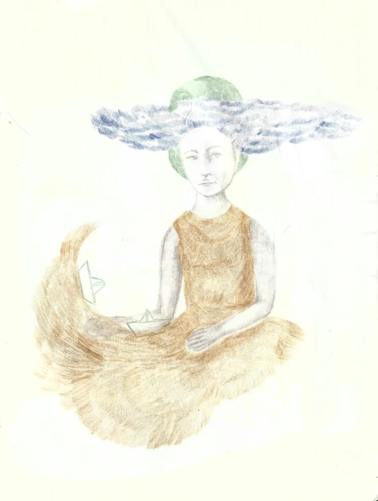 Just a dream for making reality crayon de couleur 2024 (2), dessin, surréaliste, loneliness 2021 a5 (1), dessin, masque, camillepaulettejannette.com