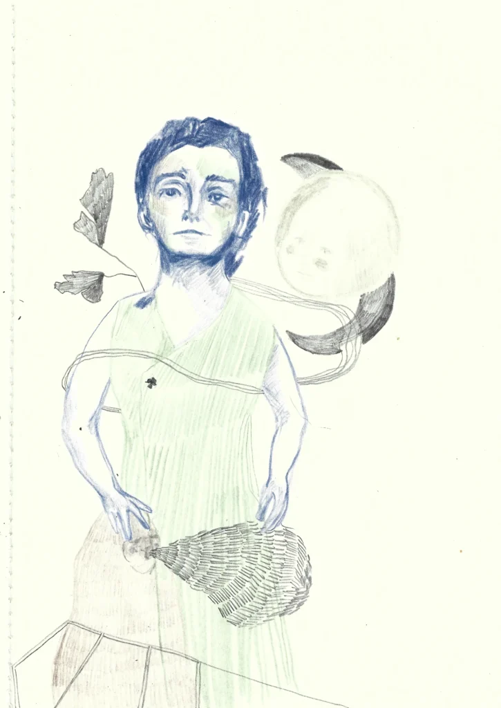 Dessin réalisé au crayon de couleur par Camille Paulette Jannette.