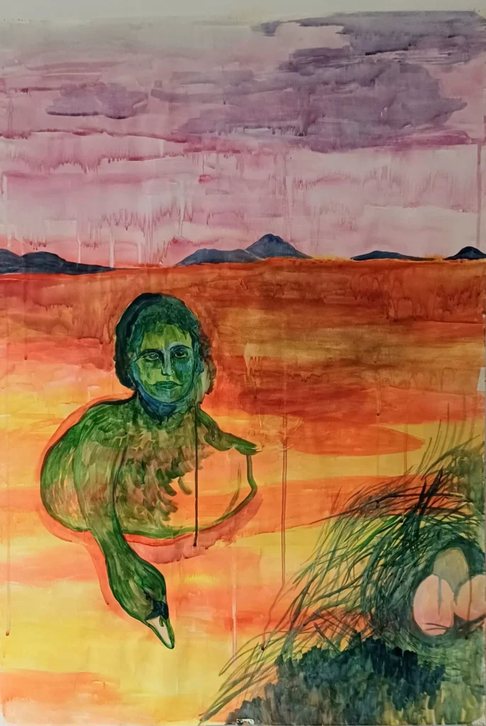 Peinture réalisée par Camille Paulette Jannette, dans le style aquarelle japonnaise.