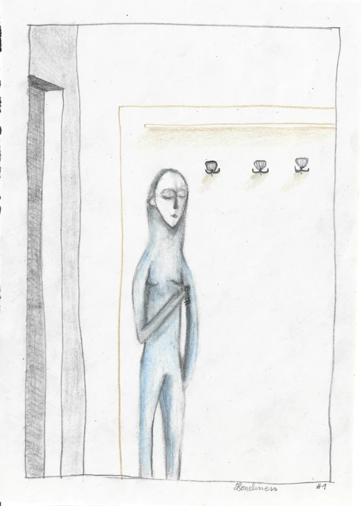 Loneliness 2021 a5 (1), dessin, masque, camillepaulettejannette.com