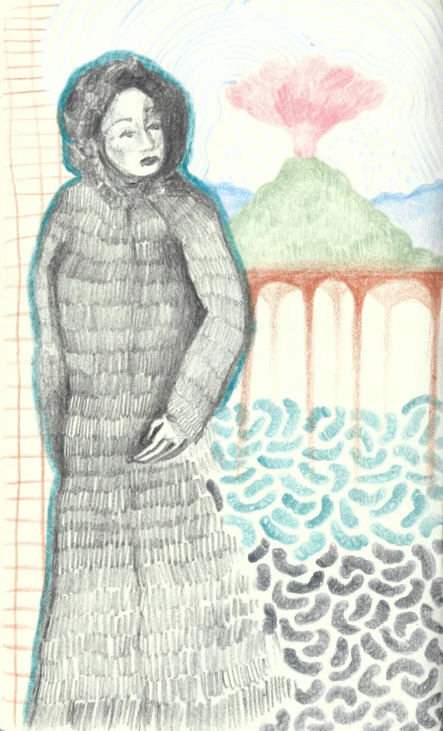 Numérisation 20250124 (24), dame, capuche, dessin, portraits croquis, loneliness 2021 a5 (1), dessin, masque, camillepaulettejannette.com