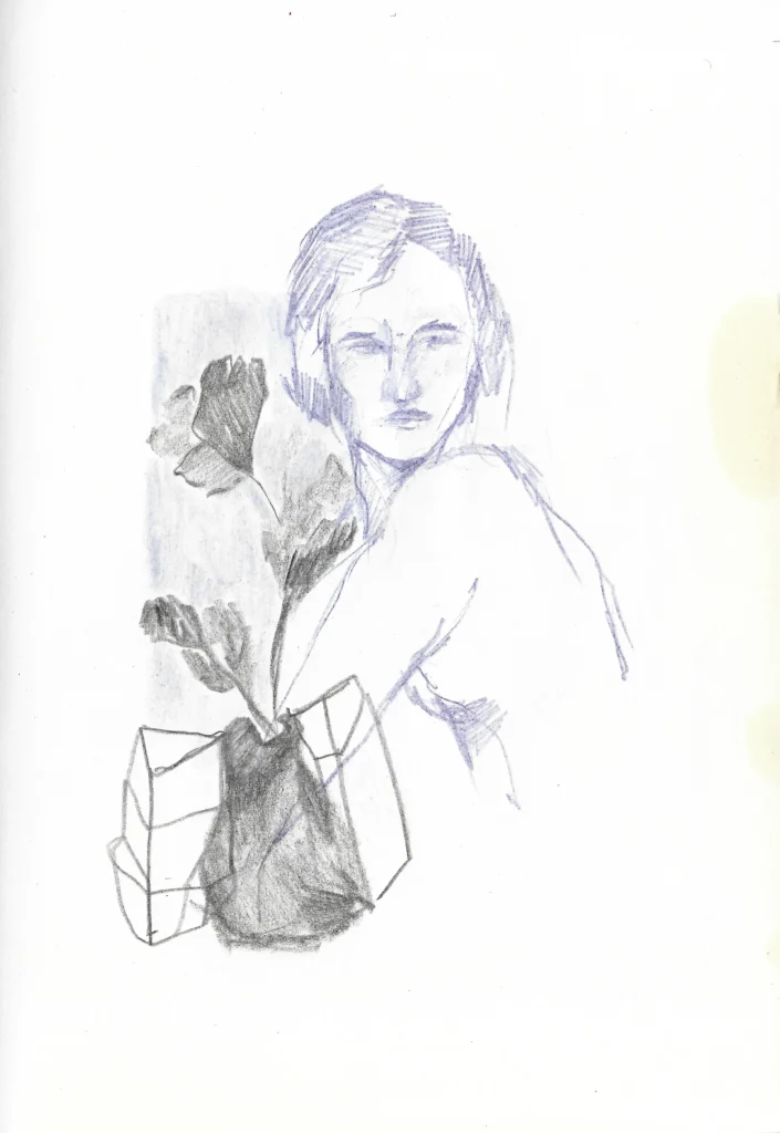Vase a5 2024, dessin, portraits croquis, loneliness 2021 a5 (1), dessin, masque, camillepaulettejannette.com